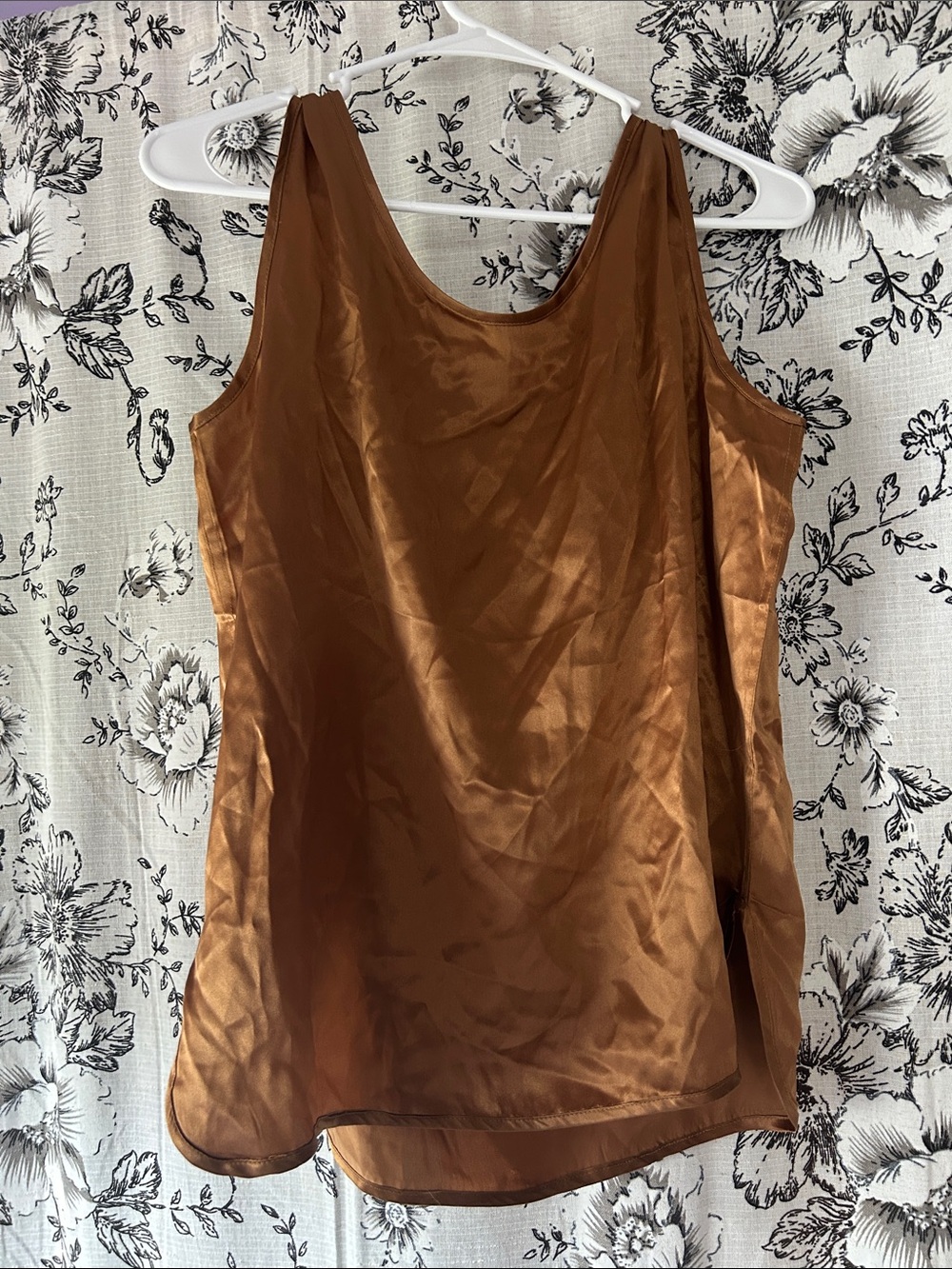 Satin Scoop-Neck Camisole in Copper Brown